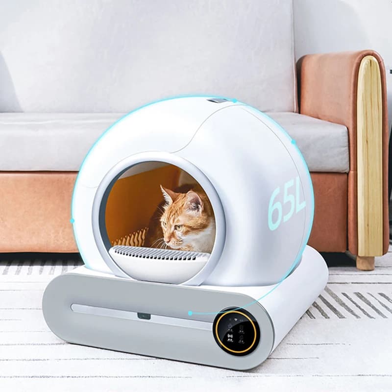 Booteely 65L Lettiera per gatti intelligente automatica Autopulente Lettiera per gatti completamente chiusa Vassoio per lettiera per animali domestici Versioni in inglese