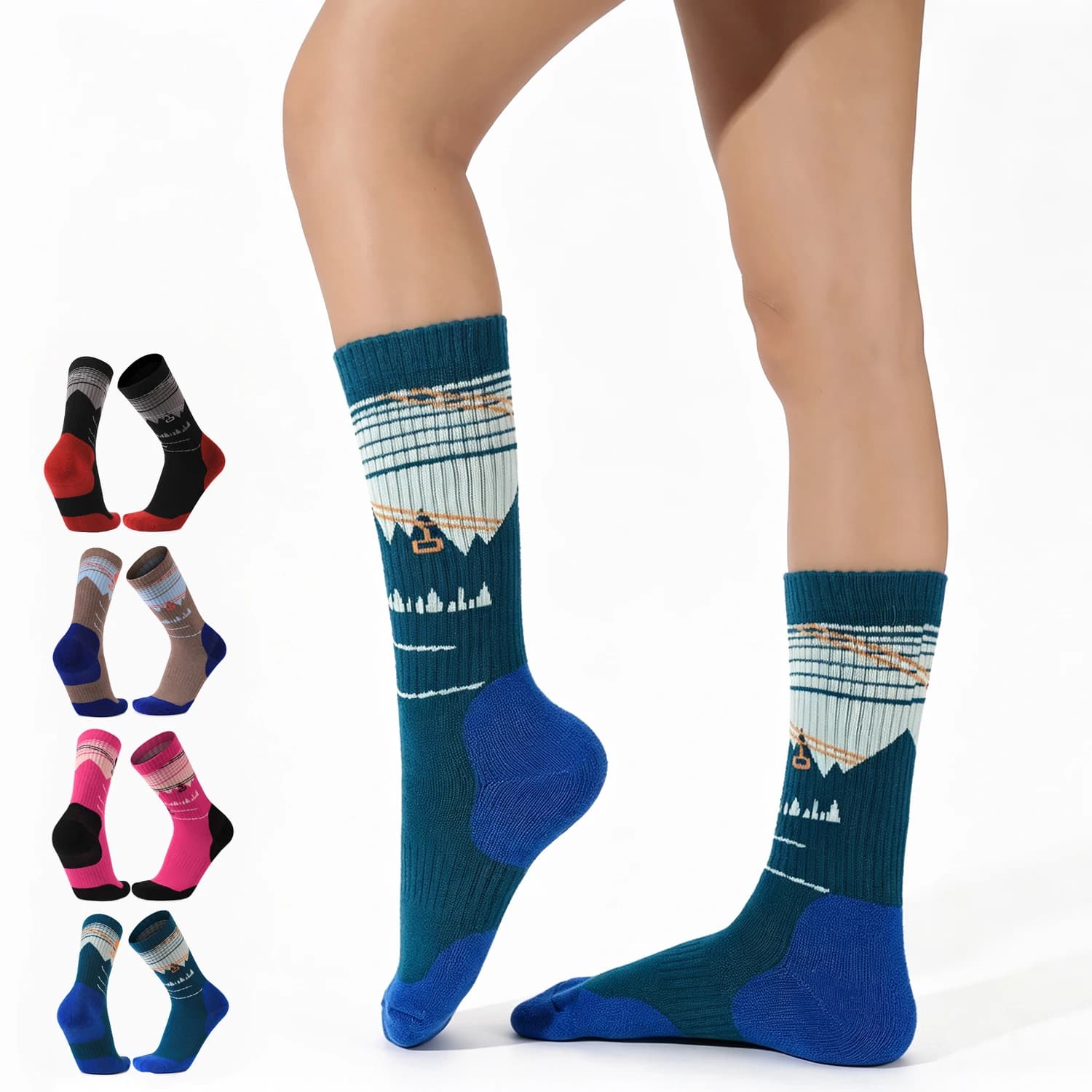 1 Pair Merino Wool Ski Socks for Women Boys Girls Thermal Thick Warm Winter Cozy Socks for Skiing Snowboarding