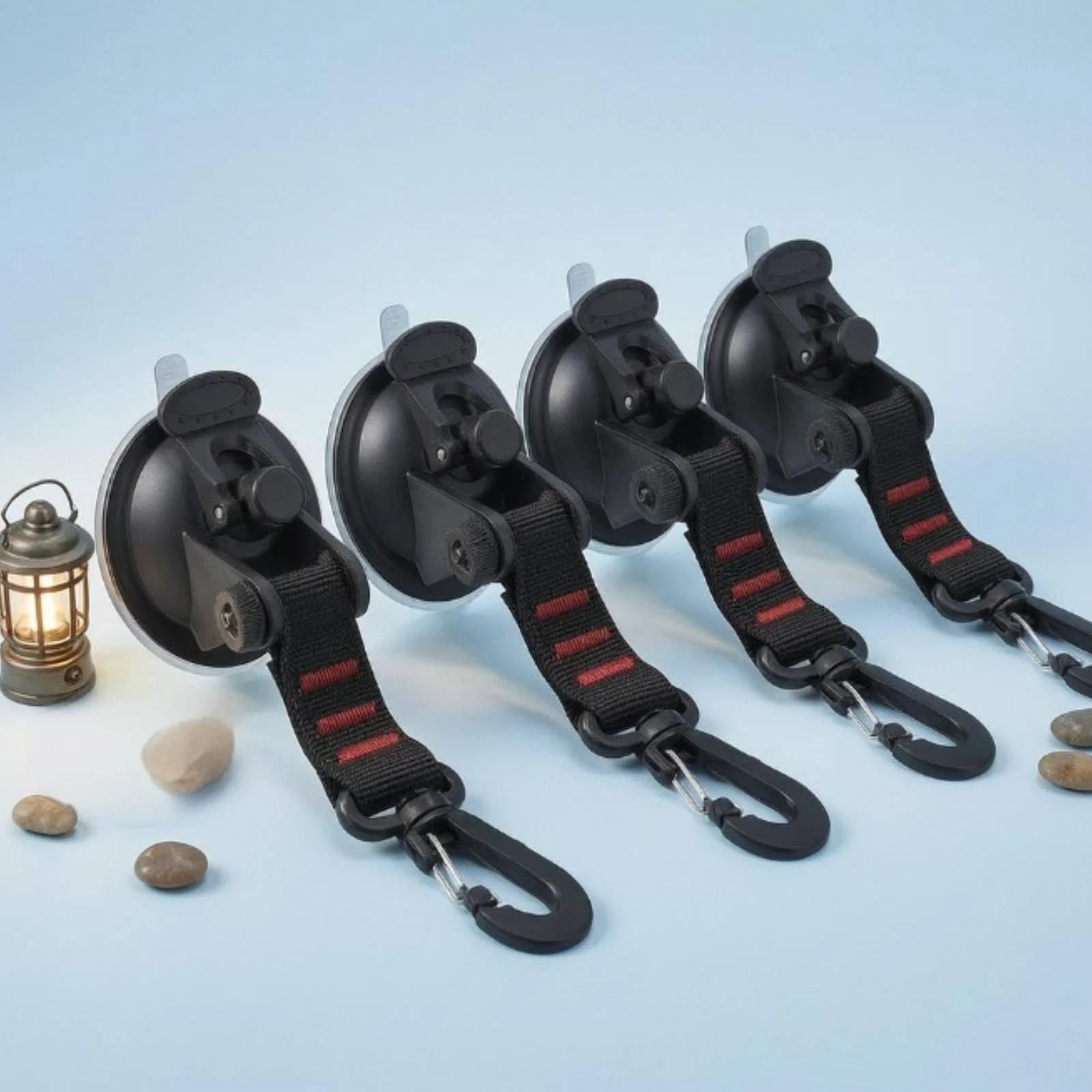 4 Pieces Suction Cup Hanging Hook Rotating Head Carabiner Hook Hanger Home Storage Cleaning Cloth S Hooks for Travel