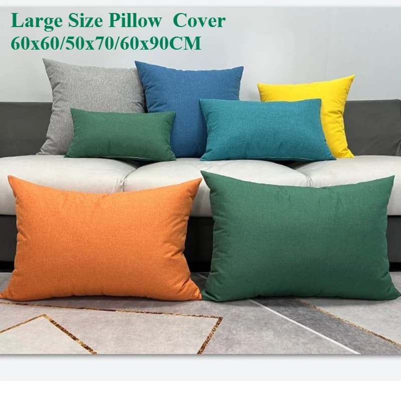 50X50/60X60/60X80CM Large Sized Throw Pillow Cover Simple Solid Waist Cushion Cover Decor Home Decorative Pillowcase