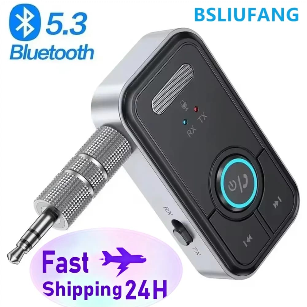 Adattatore Bluetooth 6.0, Trasmettitore e Ricevitore Audio Wireless per Auto, Cuffie, Altoparlanti, Adattatore Audio AUX con Jack da 3,5mm