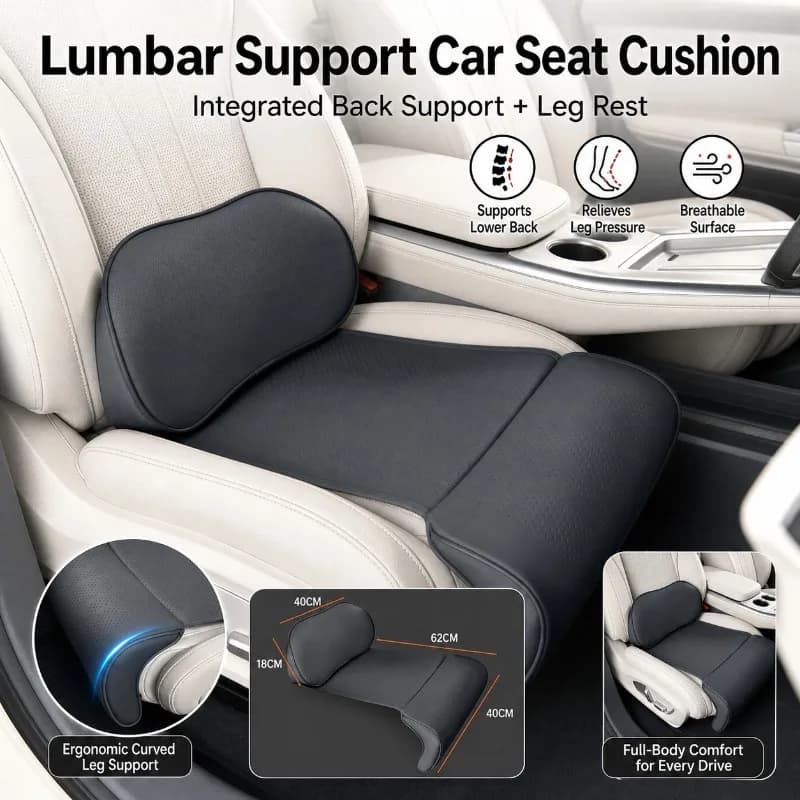 Cuscino Universale per Sedile Auto con Supporto Lombare, Poggiapiedi Traspirante per il Comfort alla Guida