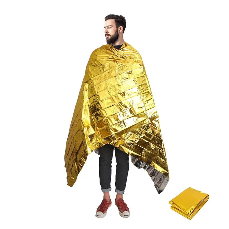 Coperta termica per spazio termico in lamina di emergenza e sopravvivenza oro/argento Coperte da campeggio per escursioni all'aperto Maratoni Conditi per tutte le stagioni