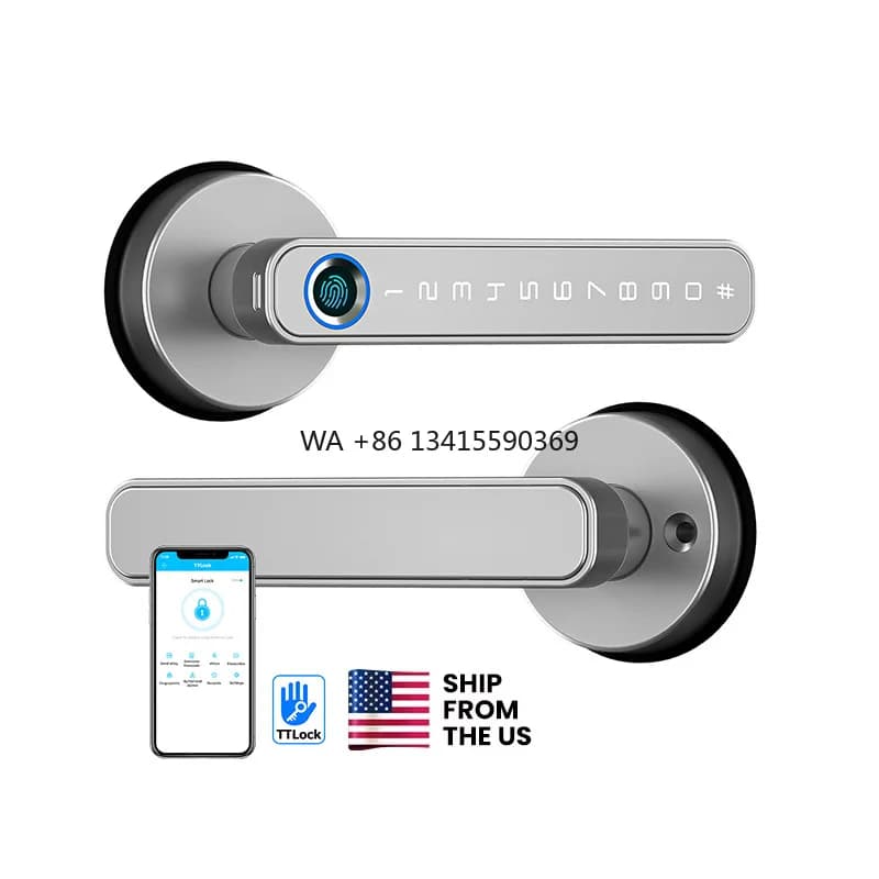 Spedisci dagli Stati Uniti Serratura intelligente con impronta digitale biometrica Sdk in lega di alluminio Prezzo economico Serratura intelligente per porta Wifi Tuya TTlock App
