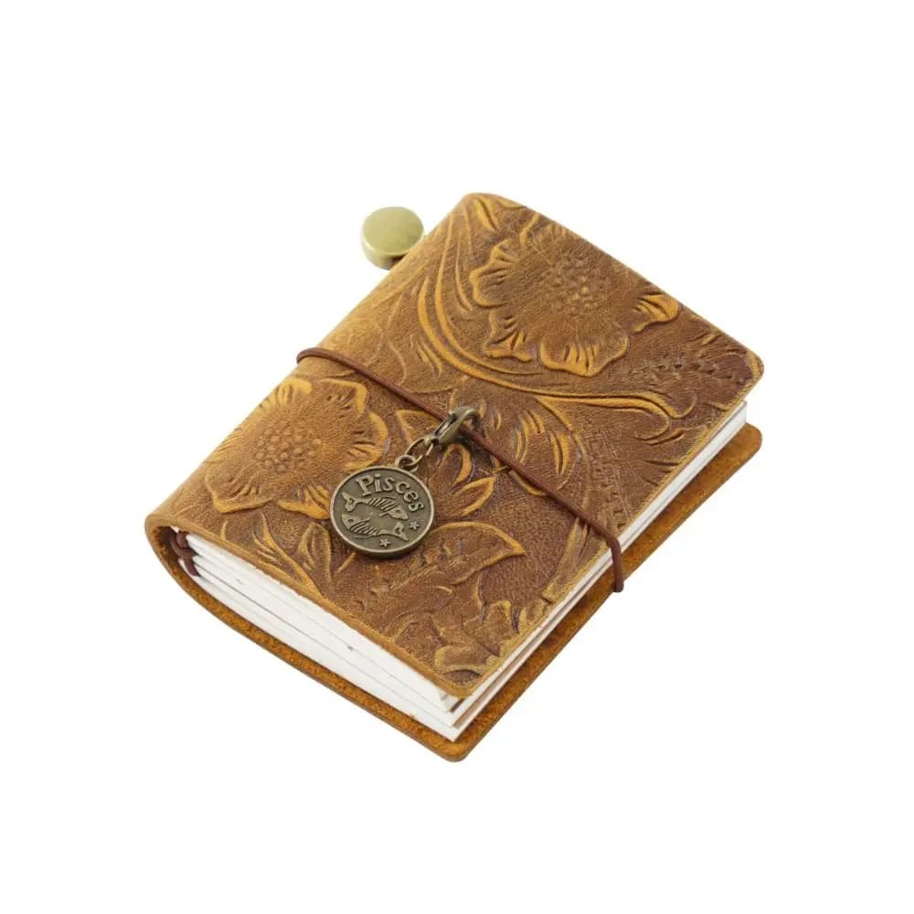 Taccuino Vintage con Copertina in Pelle di Vacchetta, Quaderno per Schizzi Fatto a Mano, Diario in Pelle Fai-da-Te, Quaderno per Appunti