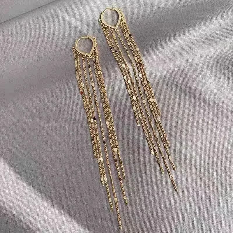Orecchini Pendenti Lunghi a Barra Arcuata Lucida Stile Vintage Coreano per Donna, Colore Oro, Gioielli Geometrici alla Moda di Lusso