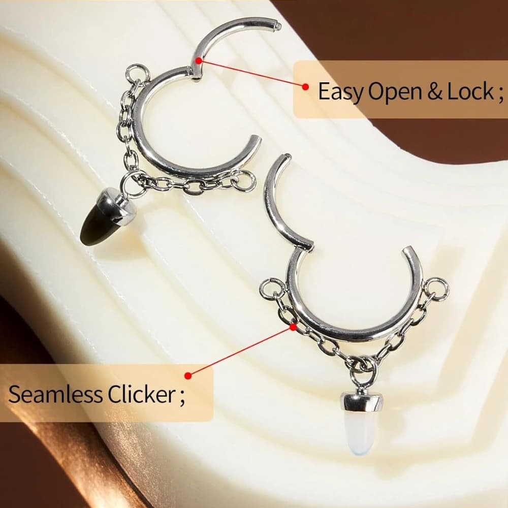 1/2 Pcs 16G Opal Amethyst Nose Septum Rings Earring Stainless Steel Piercing Jewelry 10mm