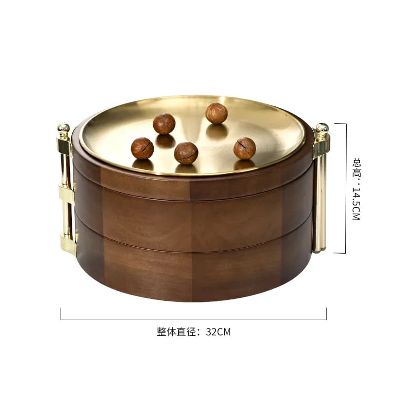 New Chinese style solid wood three-layer dried fruit plate nut storage box for home living room coffee table 2024 new