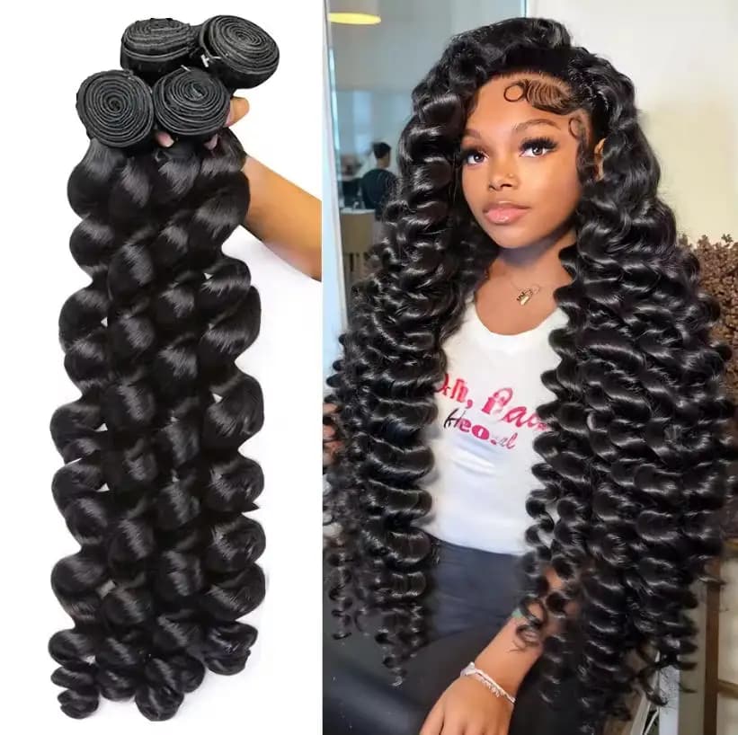 Brazilian Virgin Deep Wave Bundles Unprocessed Human Hair Weave Extensions 3‑4 Bundles 30‑40 Inch Natural Color For Ladies