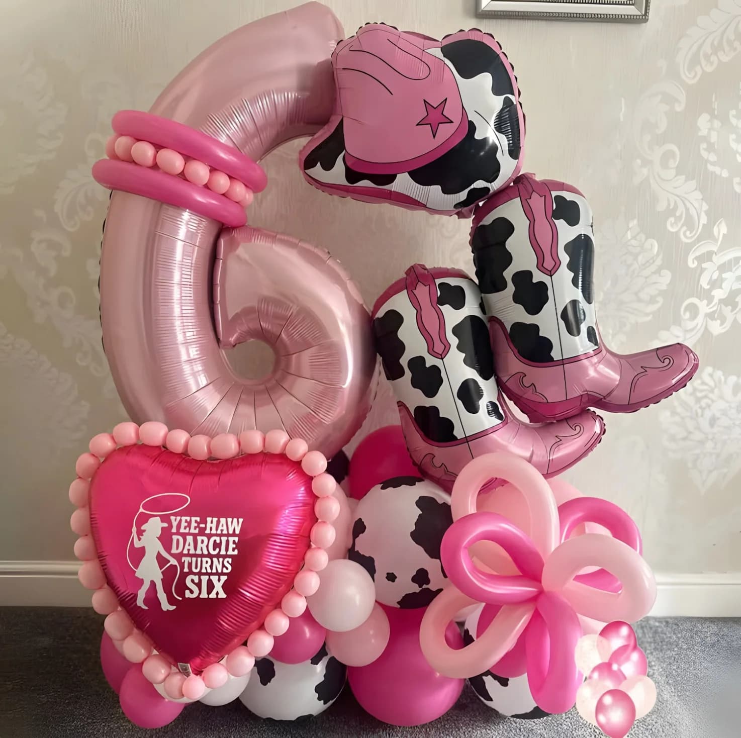 Palloncini per cappelli e stivali da cowboy da 41 pezzi – Palloncini di compleanno con numeri rosa, decorazioni per feste a tema cowgirl e oggetti di scena per foto