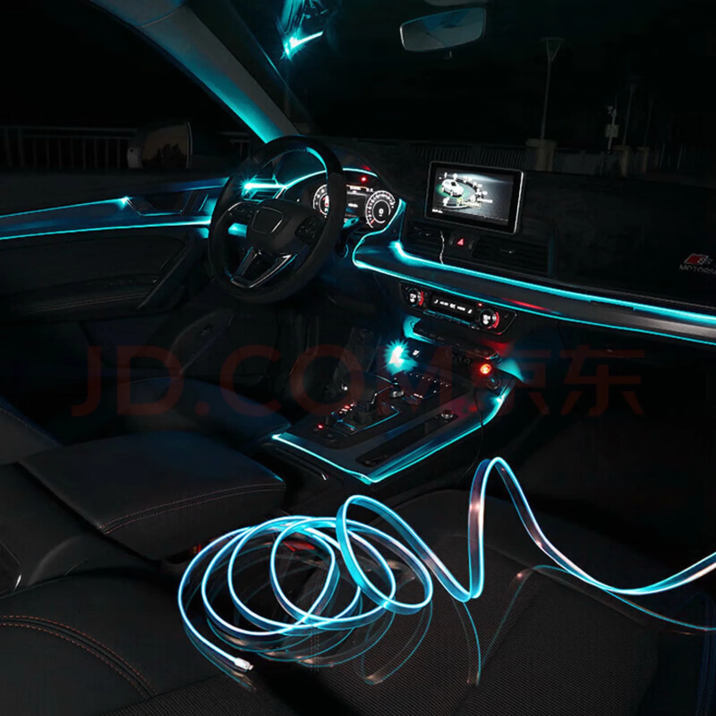 Vendita calda 10M/5M/4M/3M illuminazione interna per auto decorazione a strisce LED ghirlanda linea di tubi in fune metallica luci al Neon flessibili con unità USB