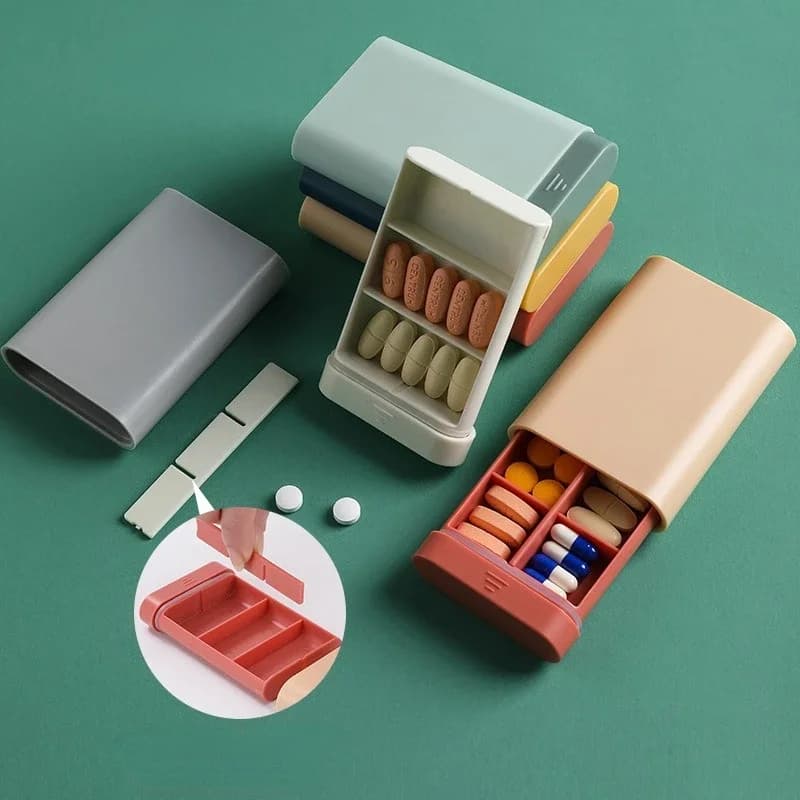 7 days box of vitamins pills fish organizer storage mini small container tablet 6 grills portable travel medicine