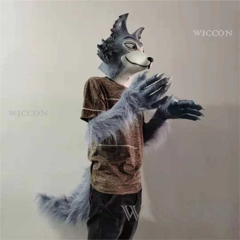 Anime Legoshi Beastars Cosplay Wolf Mask Cosplay Animal Latex Masks Halloween Masquerade Party Costume guanti coda puntelli