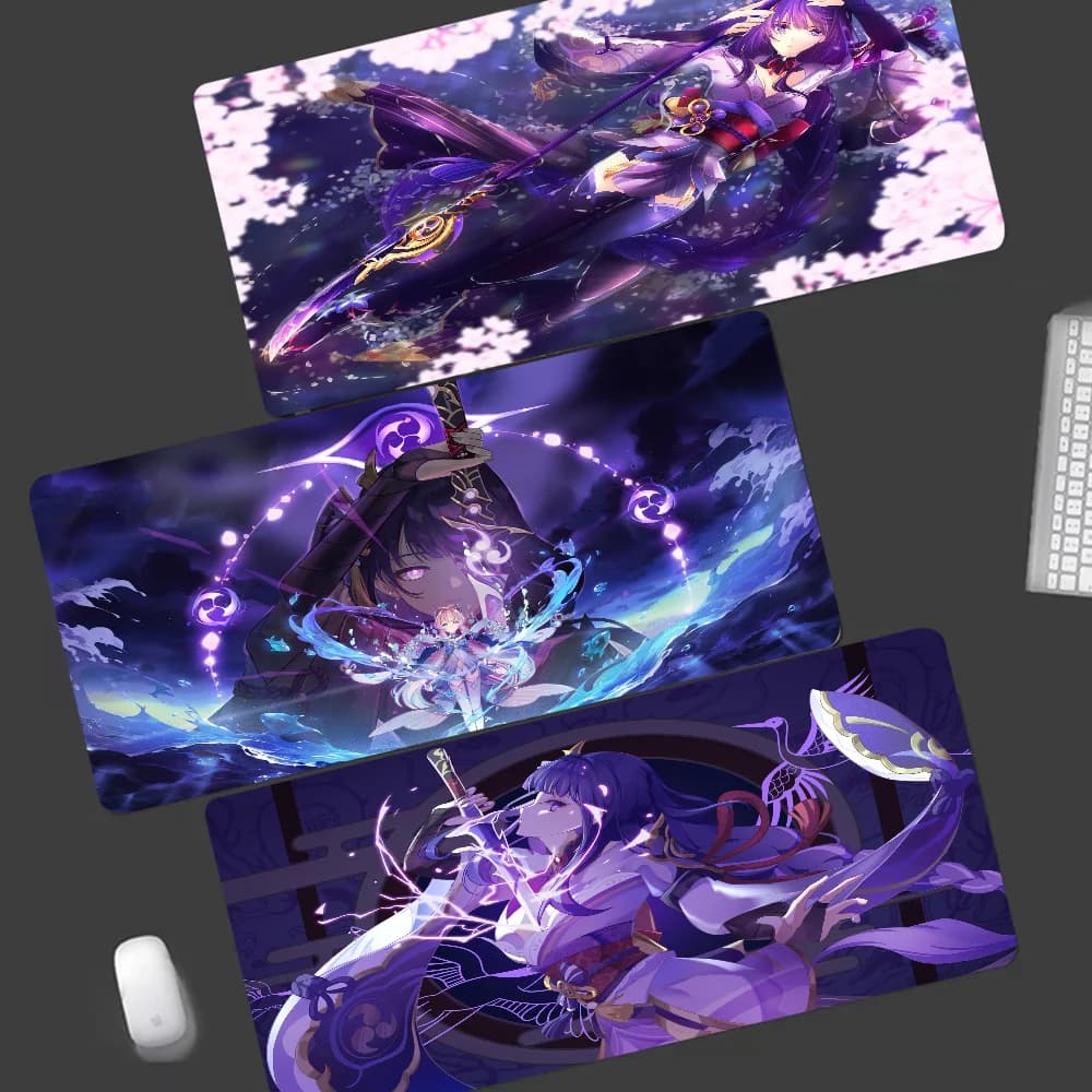 Raiden Shogun Genshin Impact 90x40 cm Big Mat for Mouse Addensated Big Size Game Keyboard Notebook Table Mat for Teenagers Bedroom