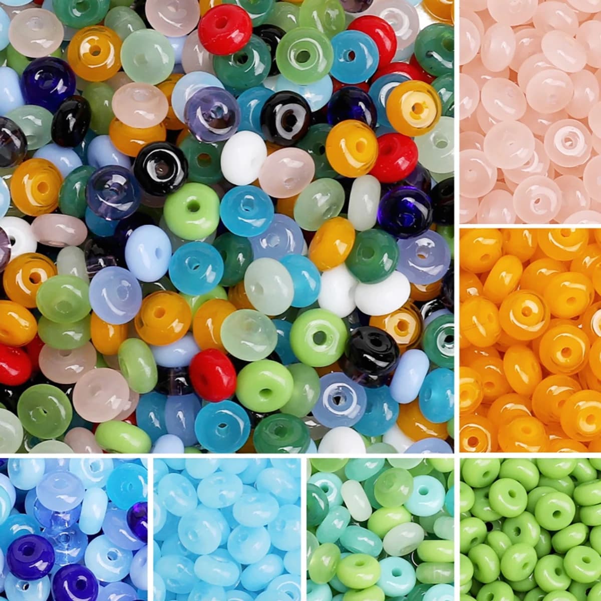 50-55 pz 6x3mm Perline di Vetro Multicolor Rotondo Ruota Allentata Perline Del Distanziatore per la Produzione di Gioielli Braccialetti Fai Da Te Orecchini Accessori