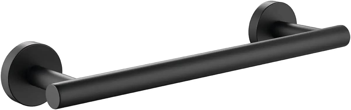 Portasciugamani Nero da 12 Pollici, Supporto Rotondo in Acciaio Inox per Bagno, Asta Resistente per Cucina, Montaggio a Parete con Finitura Opaca