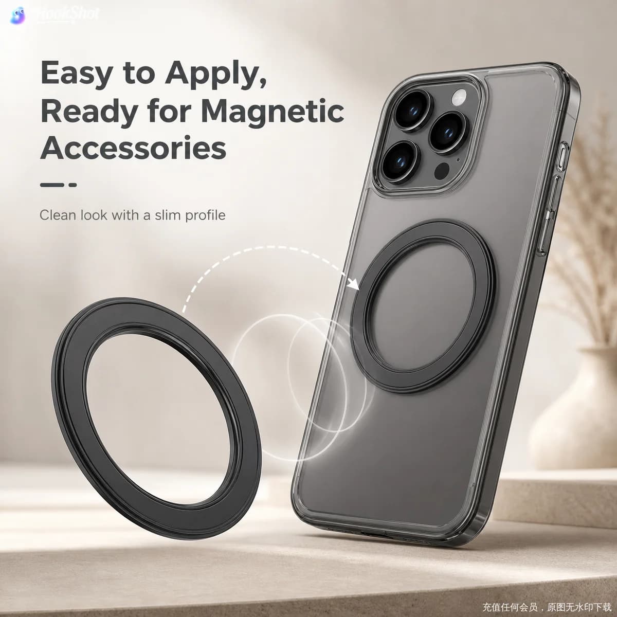 Supporto Magnetico Forte per Telefono con Anello per Magsafe, Supporto Adesivo da Parete e per Cruscotto Auto per iPhone 15