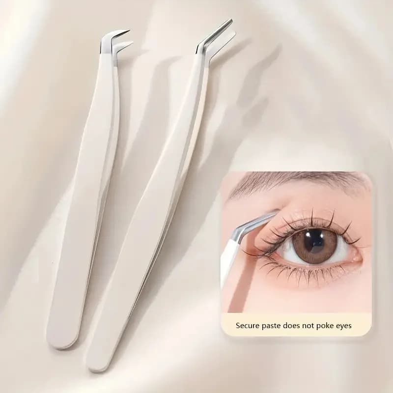 Precision Eyelash Extension Tweezers Steel Eyelash Grips Curve Toe Applicator for Eyelashes Clip for Fin Eyelash Gripping