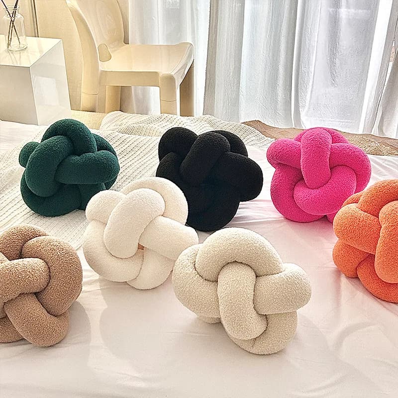 Cuscino Decorativo a Nodo, Accessorio per la Casa, Cuscino Intrecciato Rotondo per Divano e Sedia, Supporto per la Schiena