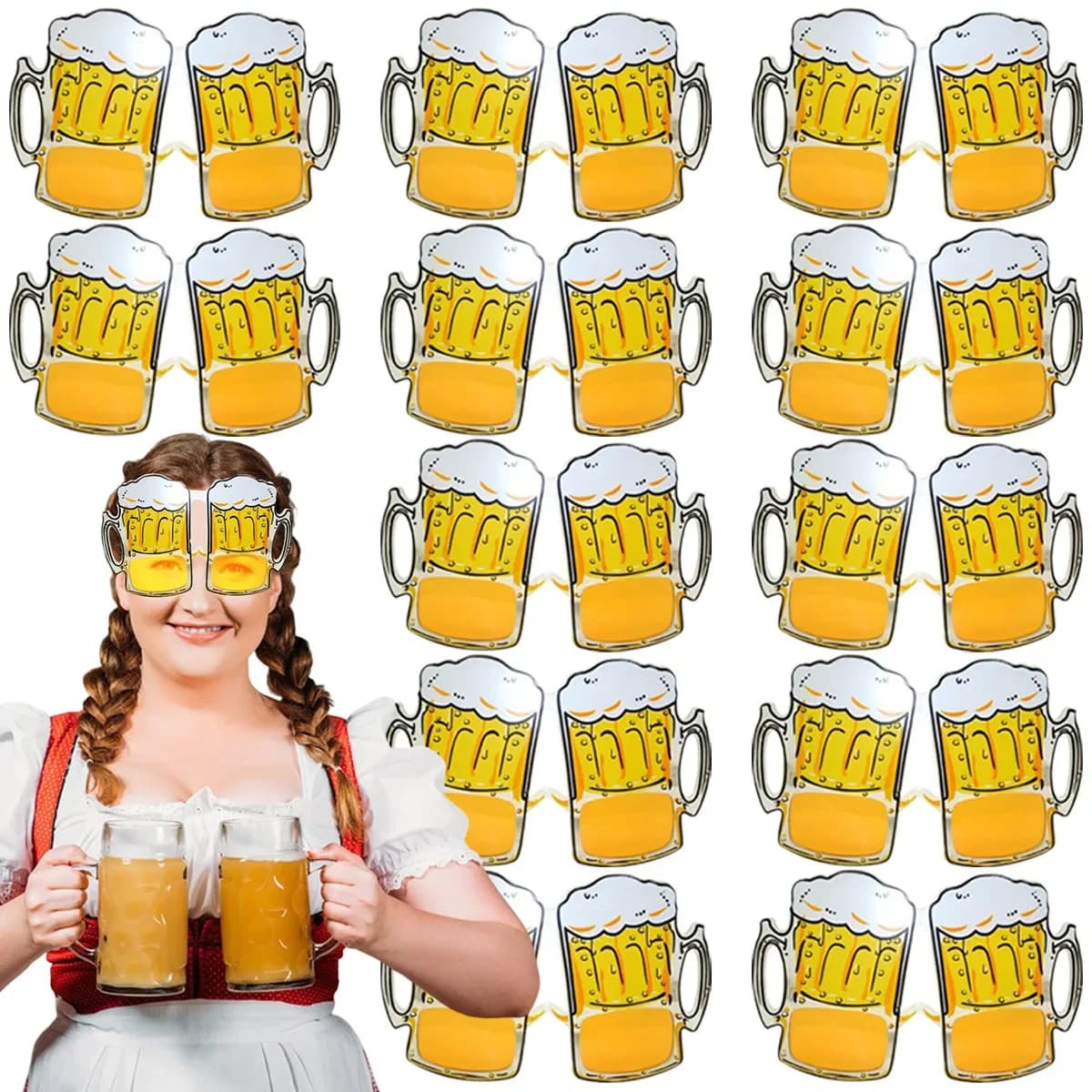 12 pz Oktoberfest occhiali occhiali di plastica boccale di birra modello occhiali puntelli fotografici tedesco Oktoberfest tema decorazione evento