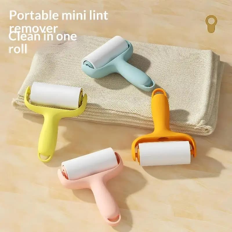 Mini Lint Roller Portable Sticky Roller High Adhesive For Pet Hair Clothes Dust Removal Cleaning Tool〔White〕