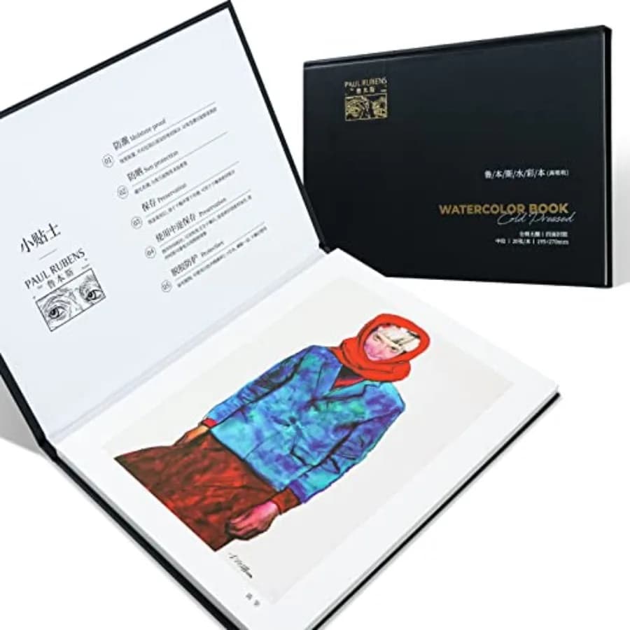 Watercolor Block, High Absorption, Artist Quality Cold-Pressed Watercolor Sketchbook 10.82 x 7.79'', 100% Cotton 140lb/300gsm 2