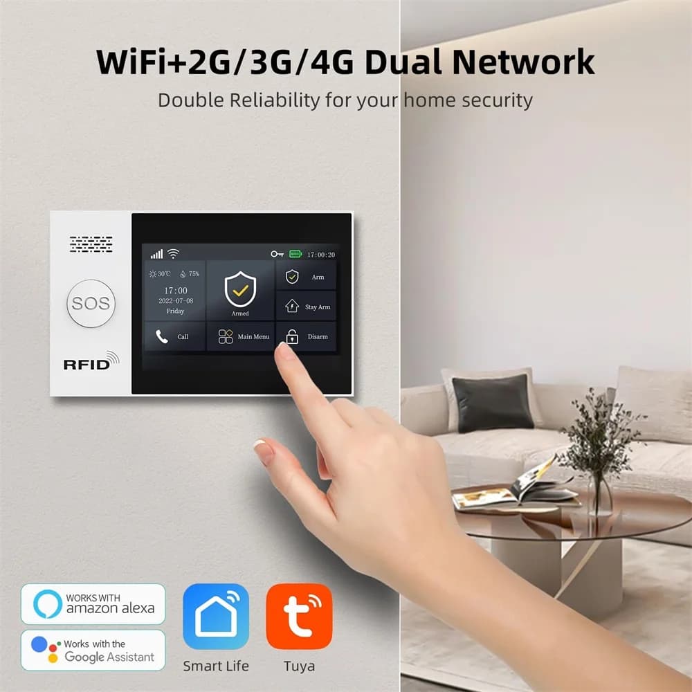 Tuya SmartLife APP Allarme domestico 2G Wifi GSM Sistema di sicurezza domestica Rilevatore di fumo Allarme antifurto con sensore di movimento