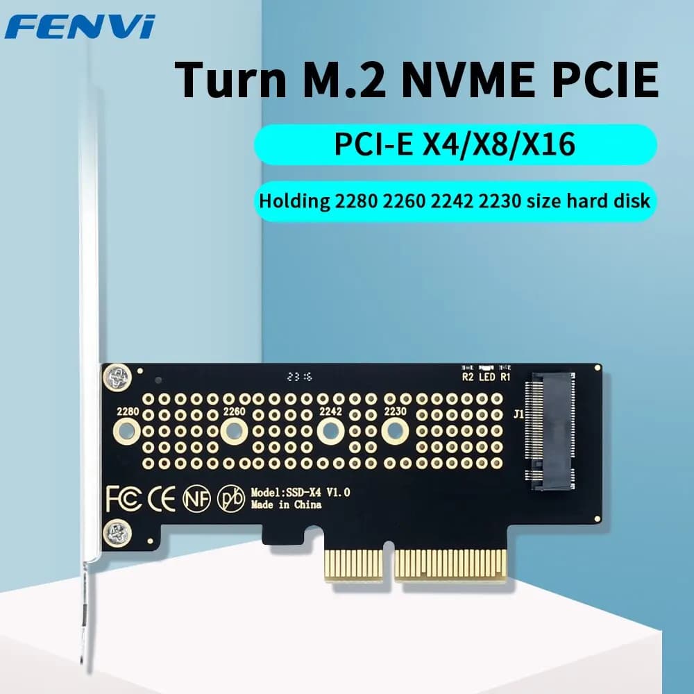 Adattatore da fivi M.2 NVME a PCIe con dissipatore di calore SSD in alluminio 64gbps M.2 SSD Gen4 PCIe4.0 X4 X8 X16 scheda di espansione per Desktop Win10
