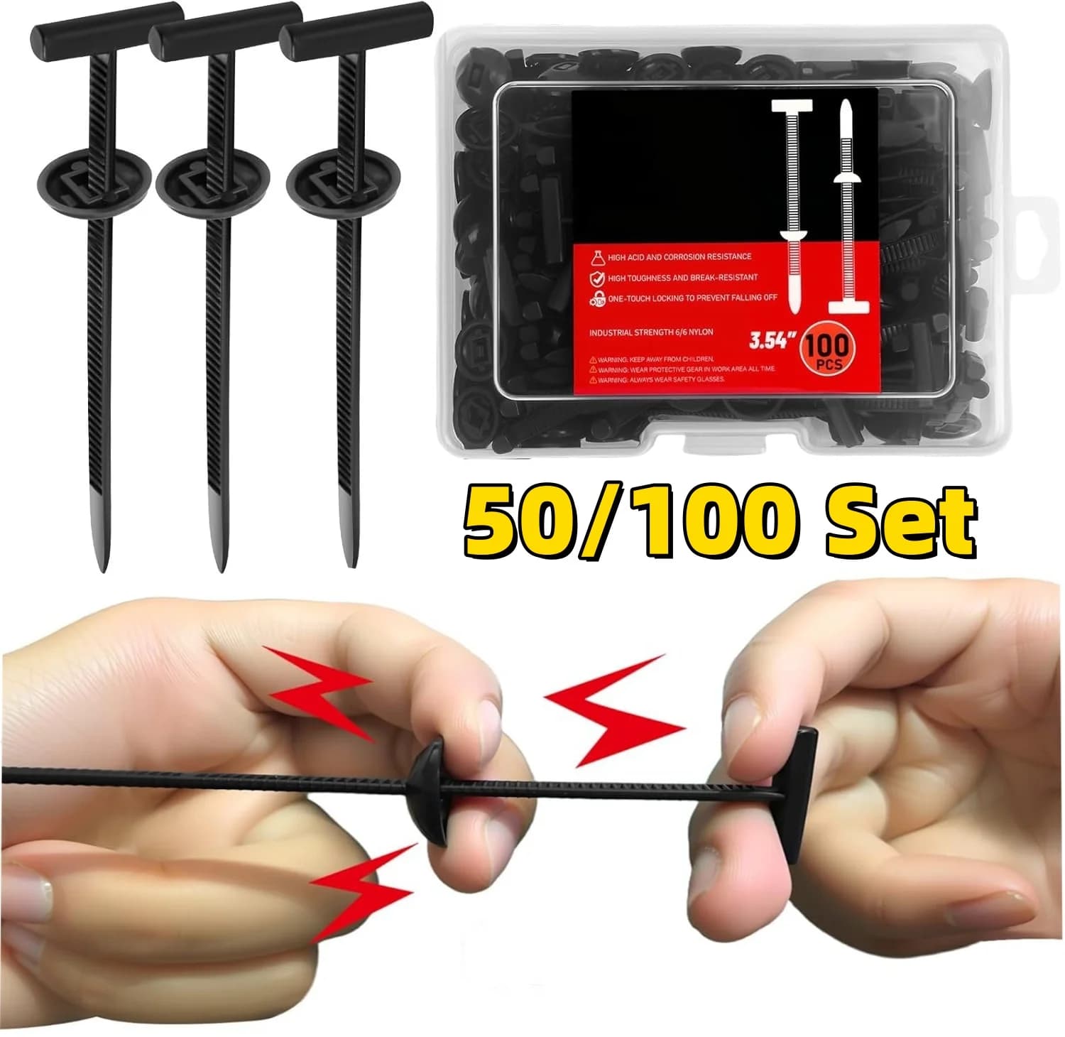 100/50Pcs Upgrade Nylon Universal Cable Tie Buckle, Multifunctional Snap Fit Nylon Clips,Fender Bumper Trunk Home Use