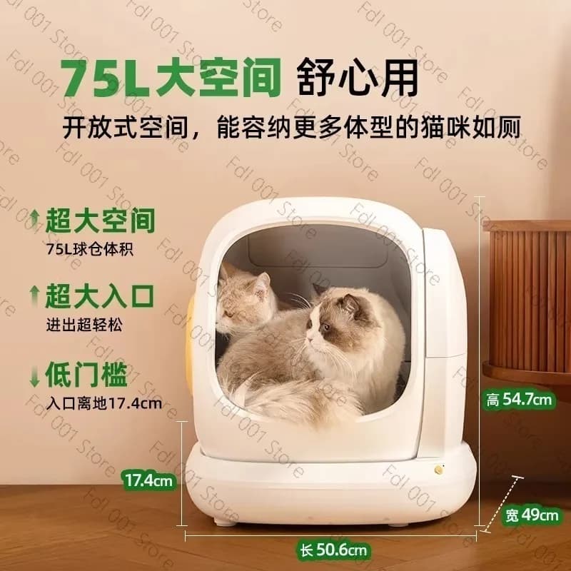 Lettiera per gatti completamente automatica, di grandi dimensioni, antispruzzo, tipo aperto, antiodore, pulizia elettrica intelligente, toilette per gatti