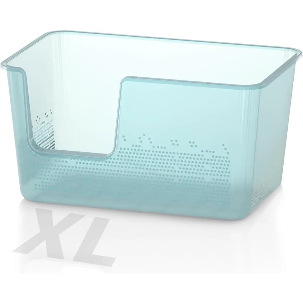 Lettiera extra large per gatti con lato alto, 24,8 Lx11,4 Lx13 H, colore gelatina trasparente, lettiera jumbo per gatti grandi, scatola per gatti XL per
