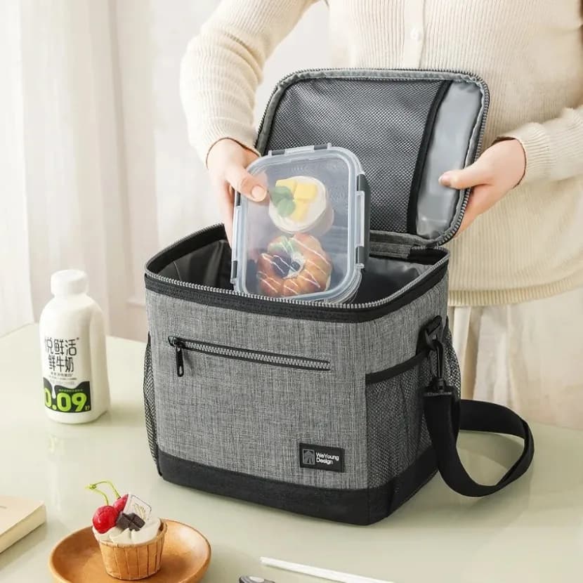 Borsa Termica da Picnic per Spiaggia, Contenitore Isolato per Pranzo con Tracolla Regolabile, Porta Cibo Portatile per Escursioni Familiari all'Aperto