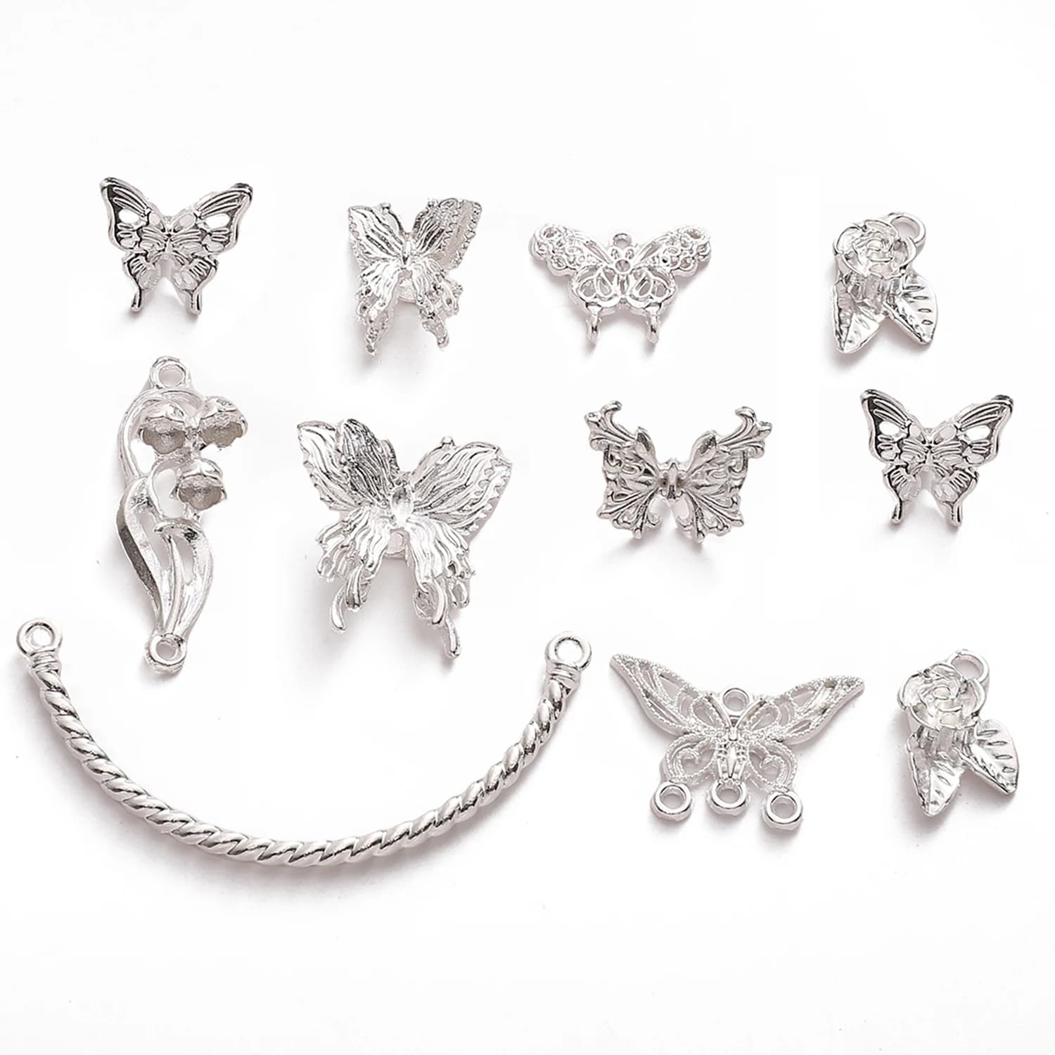 1-5pcs Beads Alloy Vintage Flower Butterfly Charms Pendant for Handmade Diy Earrings Bracelets Jewelry Making Accessories