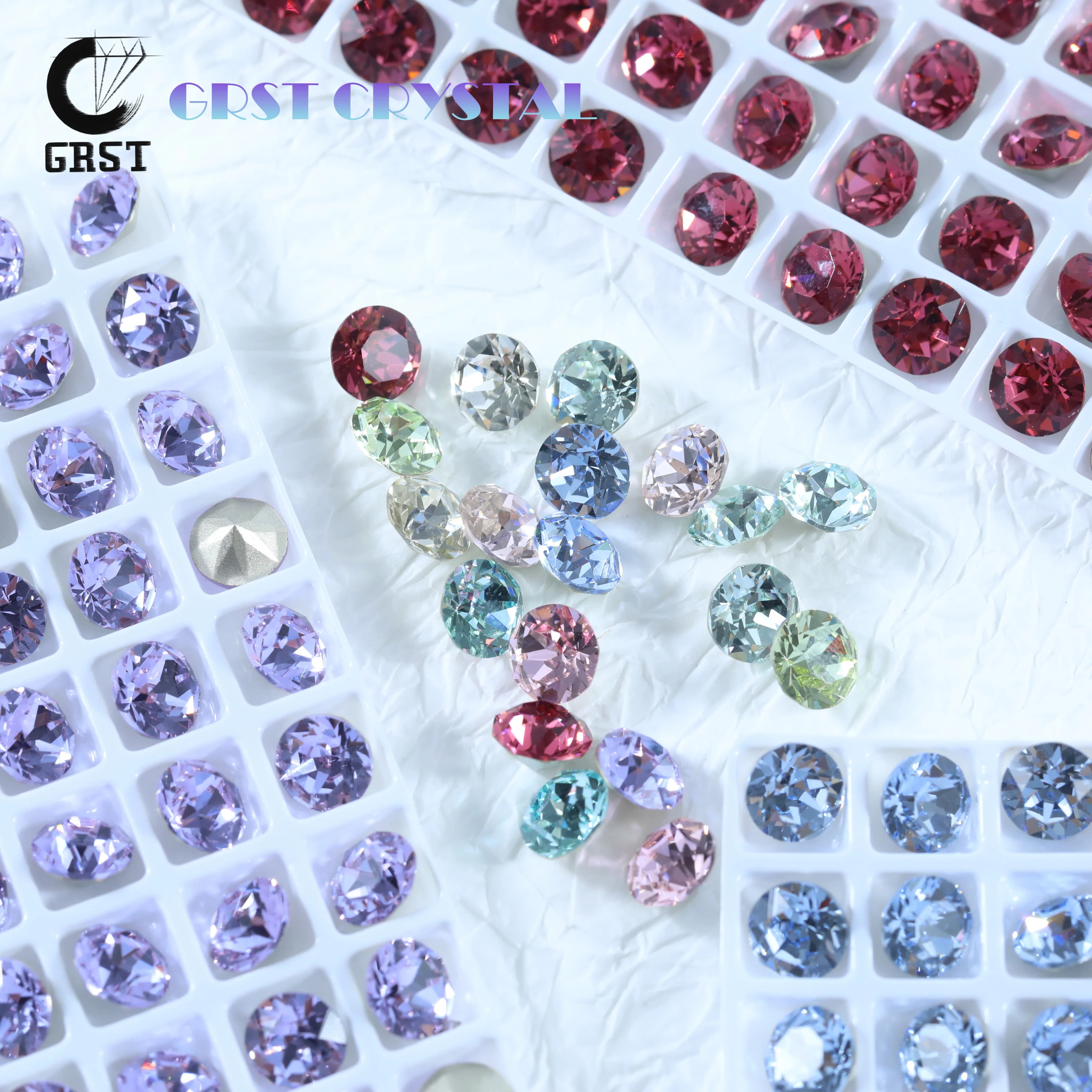 Strass PRO a punta con fondo piatto da cucire, perline di cristallo lucide, accessori fai da te per borse, scarpe, abiti, custodie per telefoni, decorazioni artigianali