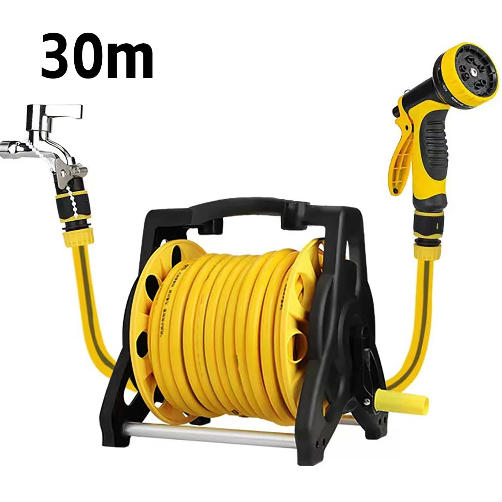 30M garden irrigation hose for car wash, gardening hose set for high pressure water gun and powerful nozzle