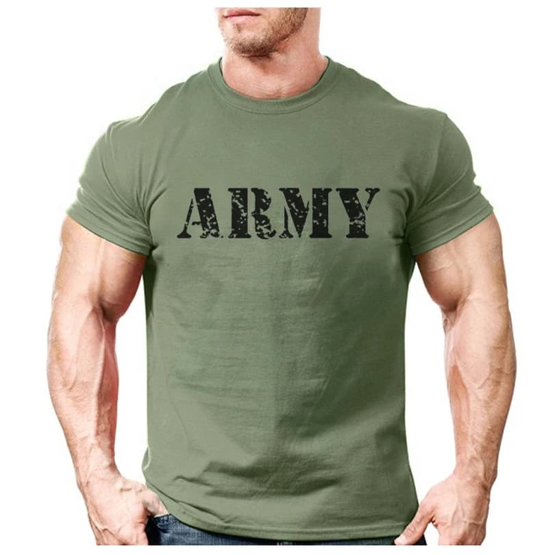 2021 Moda ARMY Lettera Logo Stampato T-Shirt da uomo Casual di Colore Solido Esercizio Abbigliamento Sportivo Maglietta Alla Moda Maschile Retro T Shirt