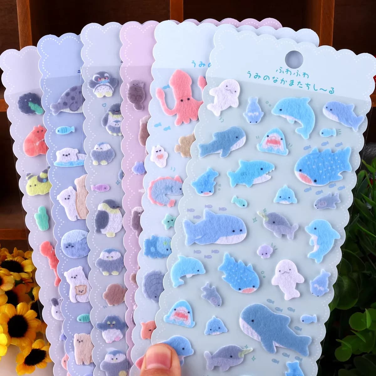 Japanese Style Felt Wall decals with Marine Animals, Pictures Dolphins for Paintings, DIY-Te Decorations for Cover Telephones, Toys