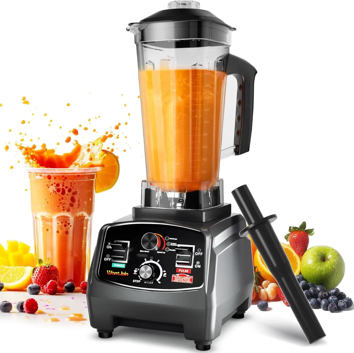 Professional blender WantJoin, commercial blender for kitchen Max 1800W high power and commercial house with Timer