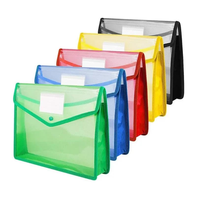 Plastic Wallets Storage File Folder With Snap Buckle And Pocket A4 Waterproof Transparent File Bag-VVNB