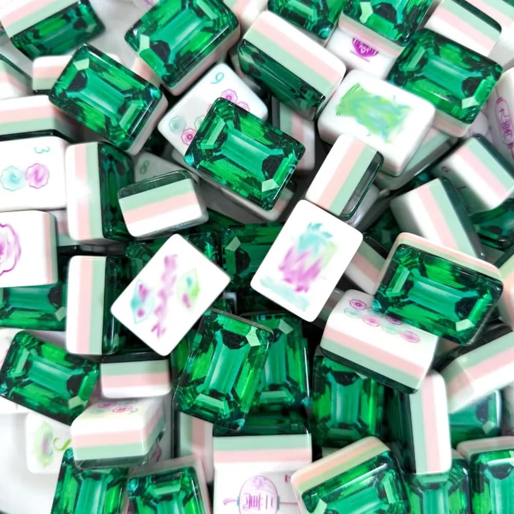 Tessere Mahjong Americane di Lusso Moderne, 160 Pezzi, Portatili, Dimensioni Standard, Quattro Strati in Acrilico Verde Smeraldo per Serate di Gioco, Regalo