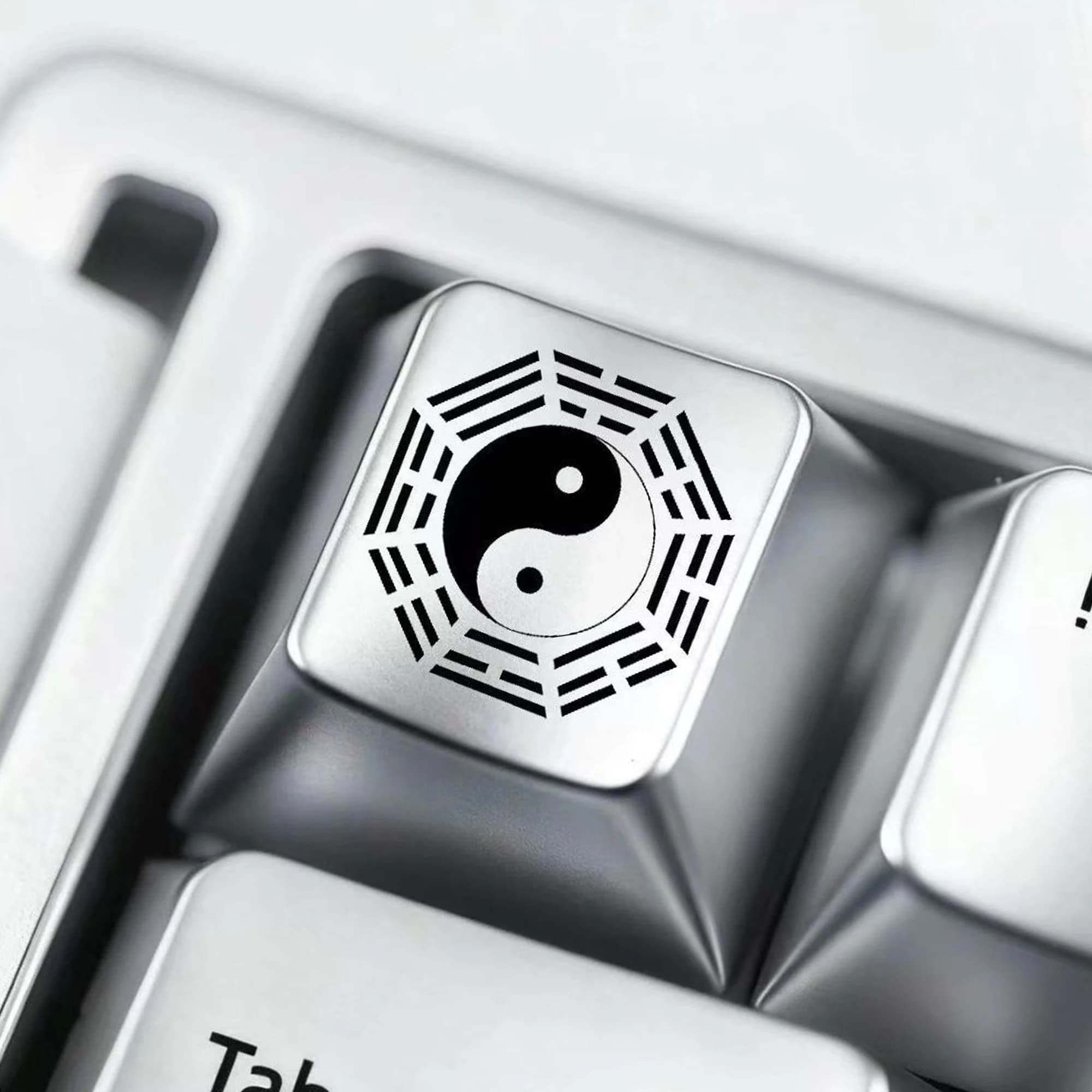 1 pz. Keycap in metallo con motivo Bagua tradizionale cinese, cool R4 1u Esc, personalizzato per tastiere meccaniche MX