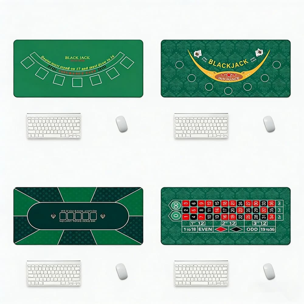 Tappetini per Tastiera e Mouse, Tappetino da Scrivania, Tappetini da Gioco, Blackjack, Texas Hold 'em, Poker, Roulette, Tappetini Grandi e Resistenti, Accessori per PC