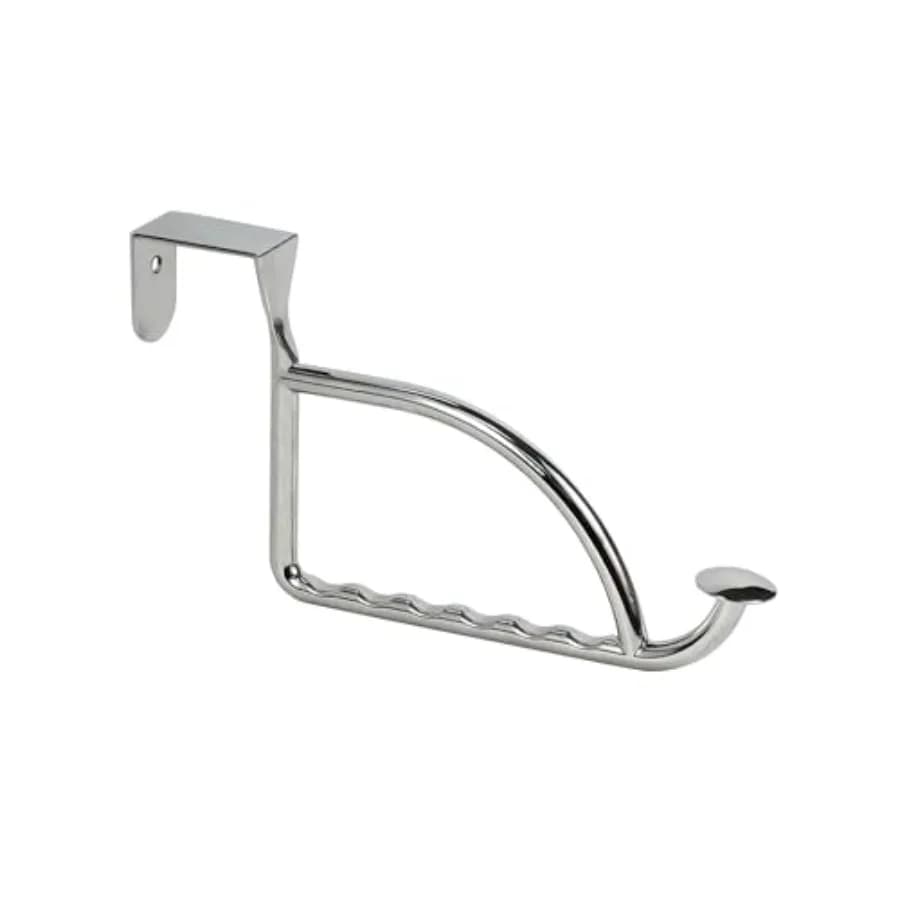 Spectrum Stratford Chrome Over The Door Hook Valet for Hanging Clothes Towels Robes, Easy Hang Sturdy Steel Door Hanger for Clo