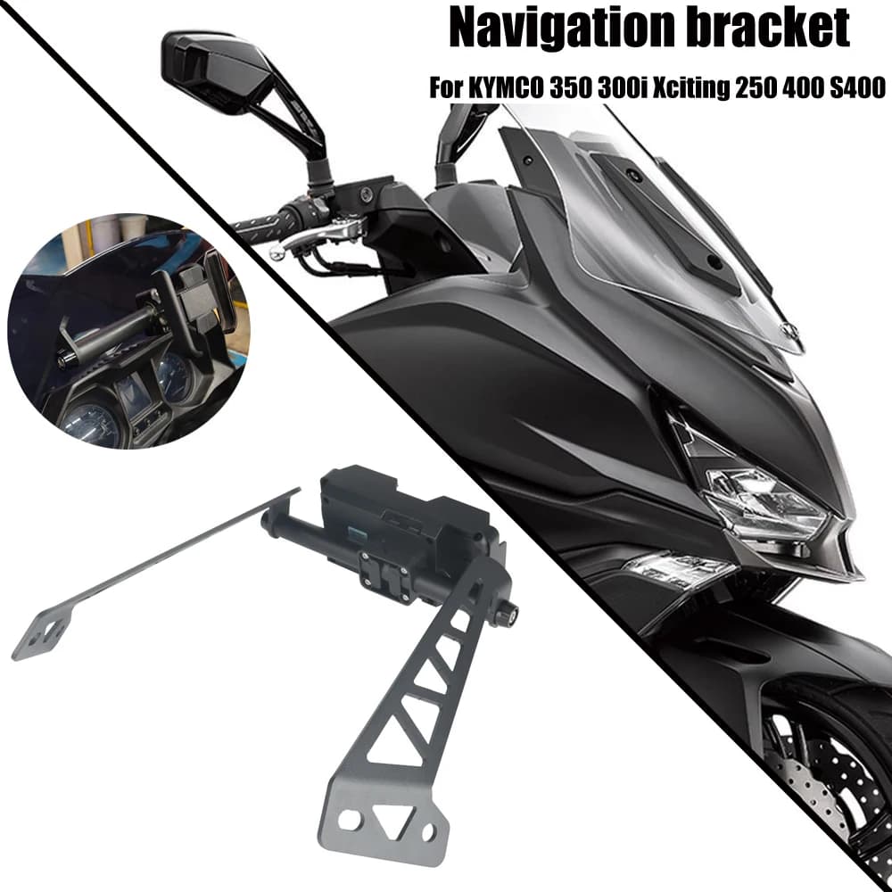 Caricatore USB Supporto per telefono Staffa di supporto per KYMCO Down Town 350 300i Xciting 250 400 s400 Piastra di navigazione GPS per moto