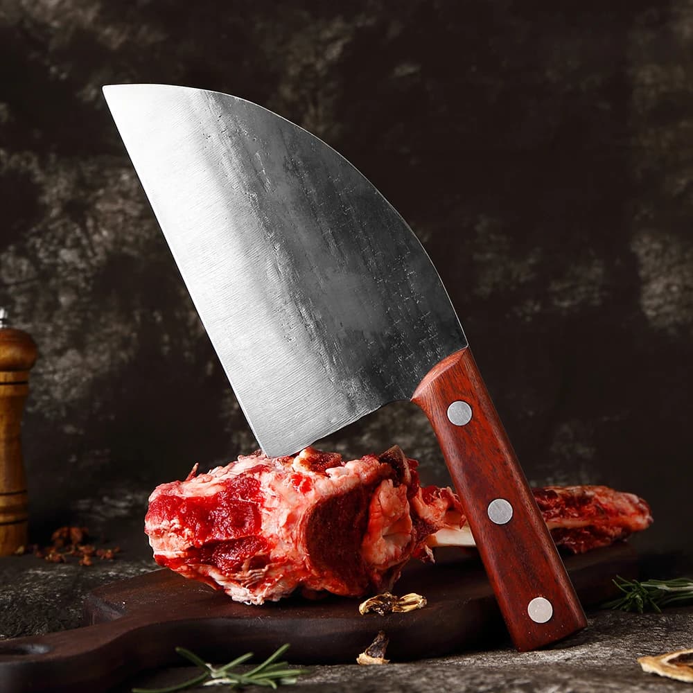 Coltello da mannaia Ultra affilato coltello da cuoco serbo mannaia per carne forgiata a mano coltello da cucina da macellaio in acciaio ad alto tenore di carbonio tedesco