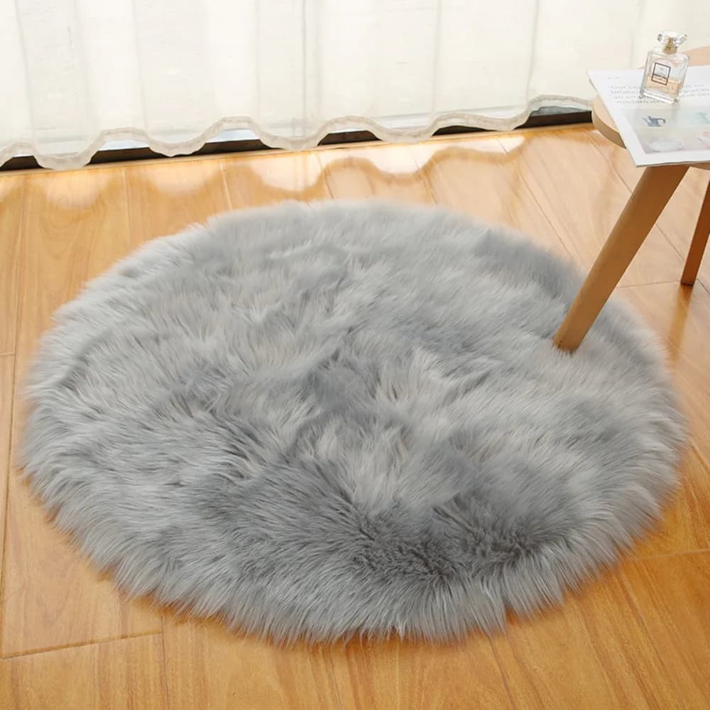 Caldo cuscino per sedile da 30 cm, tappetino per sedia in pelliccia rotonda, in lana artificiale, per camera da letto
