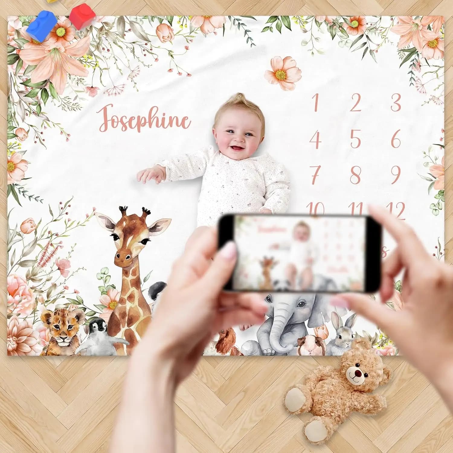 VIKAMA Newborn Photo Blanket, Baby Growth Memorial Gift Blanket, Comfortable and Warm Baby Coverlet, Home Decoration