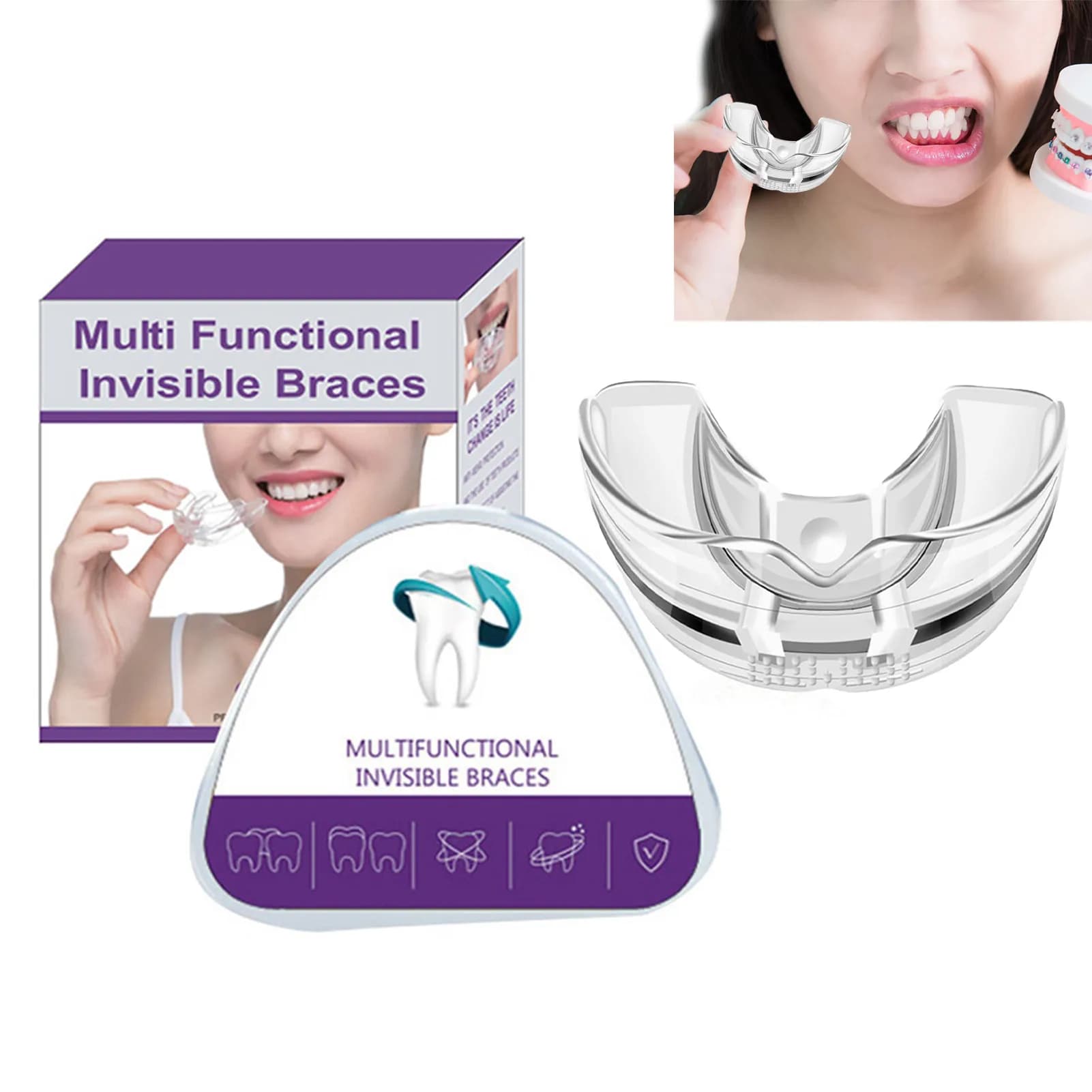 Denti ortodontici bretelle adulti 4D aggiornato sport ortodonzia bretelle denti duri/morbidi allineatori denti vassoio raddrizzatore fermo