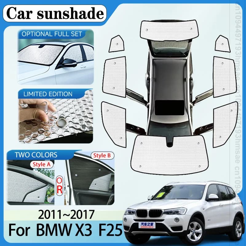 Full Covers Sunshades For BMW X3 F25 2011~2017 2012 2013 2014 2015 Car Accessories Sun Protection Windshields Side Window Visor