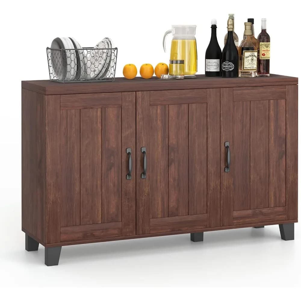 Armadietto da cucina per buffet - Credenza a 3 ante con ripiani regolabili, fori per la gestione dei cavi, antiribaltamento